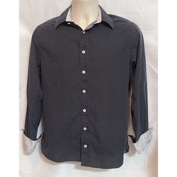 Nick Graham Other - Nick Graham Modern Fit Dot Cuff Pattern Shirt Mens S Blue Perennial Millennial